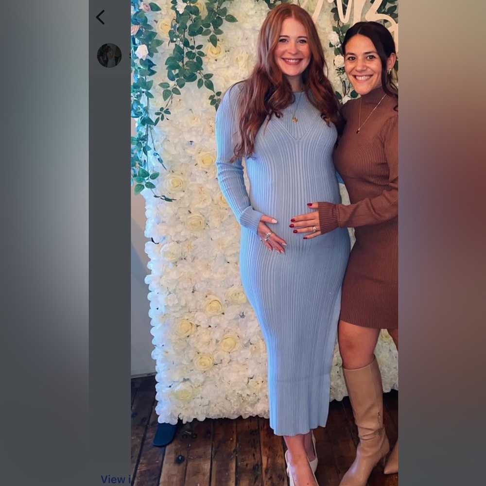 Hello Molly Light Blue Ribbed Long Sleeve Dress